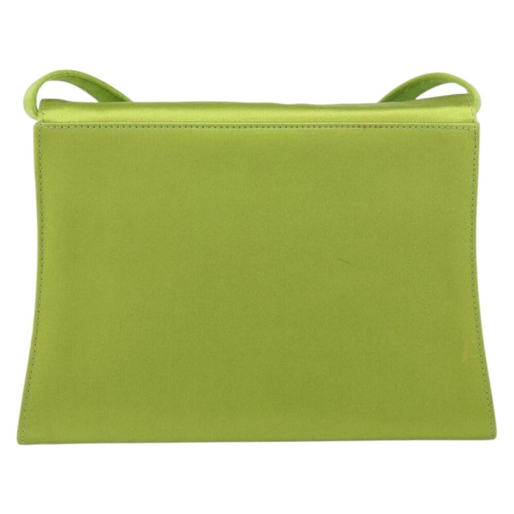 Salvatore Ferragamo Shoulder Bag Satin Green Auth 161011 - Picture 2 of 16